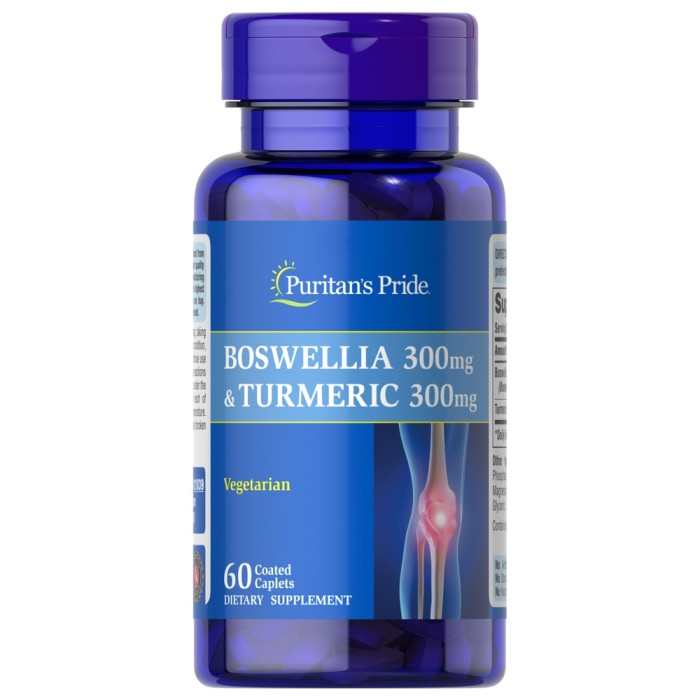 Натуральна добавка Puritan's Pride Boswellia 300 mg and Turmeric 300 mg, 60 каплет