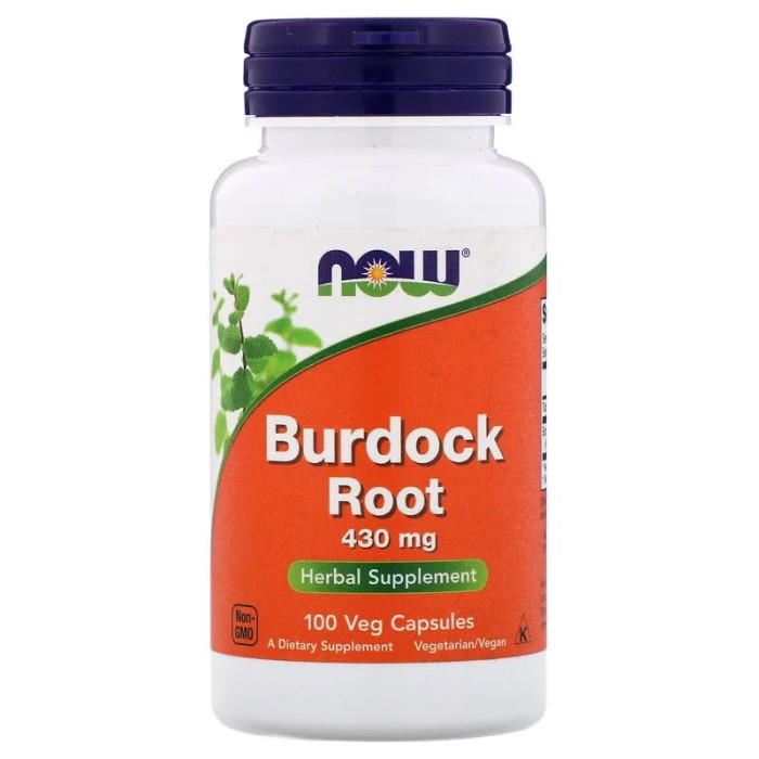Натуральна добавка NOW Burdock Root 430 mg, 100 капсул