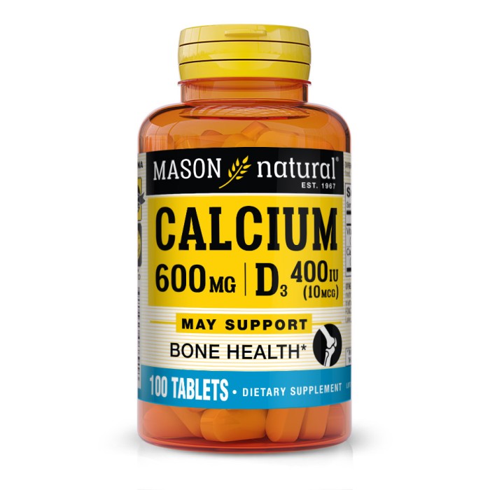 Вітаміни та мінерали Mason Natural Calcium 600 mg Plus Vitamin D3, 100 таблеток