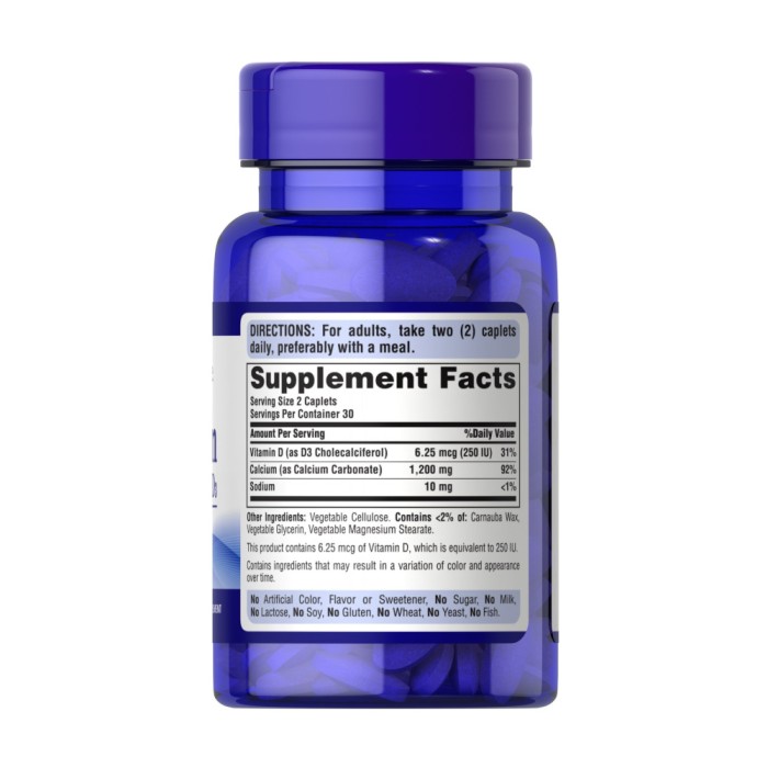 Вітаміни та мінерали Puritan's Pride Calcium Carbonate 600 mg + Vitamin D, 60 каплет