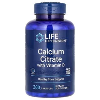 Вітаміни та мінерали Life Extension Calcium Citrate with Vitamin D, 200 вегакапсул