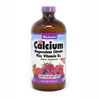 Вітаміни та мінерали Bluebonnet Nutrition Calcium Magnesium Citrate plus Vitamin D3, 472 мл Ягода