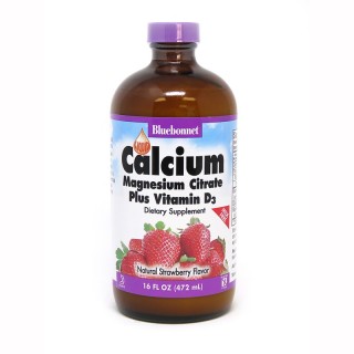 Вітаміни та мінерали Bluebonnet Nutrition Calcium Magnesium Citrate plus Vitamin D3, 472 мл Полуниця