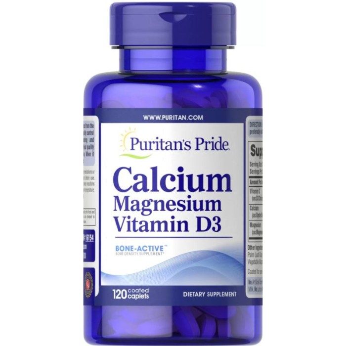 Вітаміни та мінерали Puritan's Pride Calcium Magnesium Vitamin D3, 120 каплет
