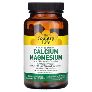 Вітаміни та мінерали Country Life Calcium Magnesium with Vitamin D, 120 вегакапсул