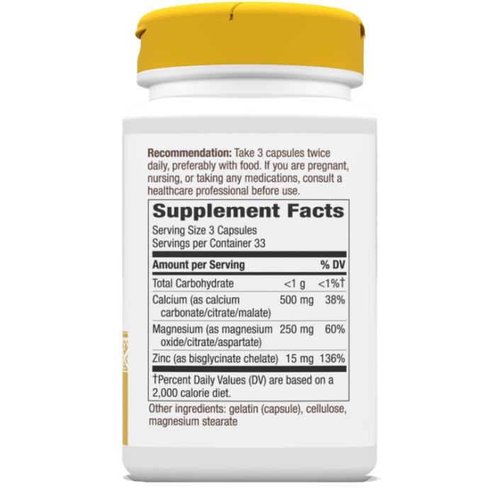 Вітаміни та мінерали Nature's Way Calcium Mag & Zinc, 100 капсул