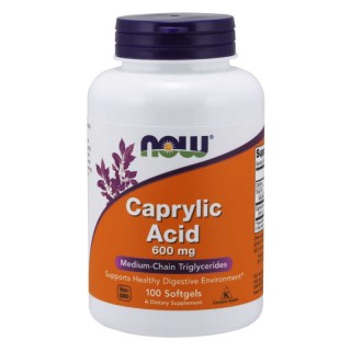 Естественная добавка NOW Caprylic Acid 600 mg, 100 капсул