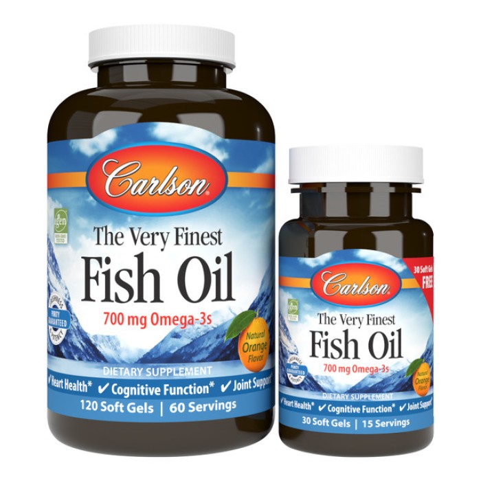 Жирні кислоти Carlson Labs The Very Finest Fish Oil 700 mg, 120+30 капсул Апельсин