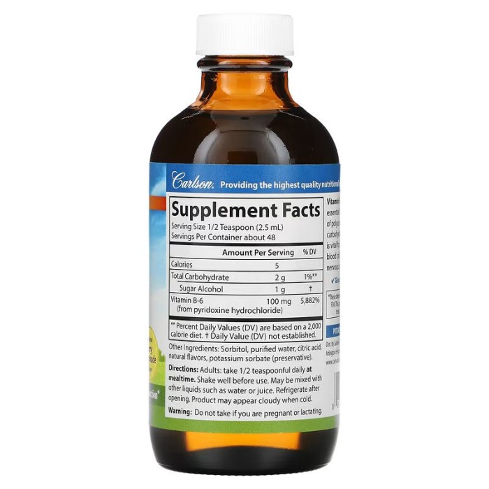 Вітаміни та мінерали Carlson Labs Vitamin B6 Liquid, 120 мл Ягідний лимонад