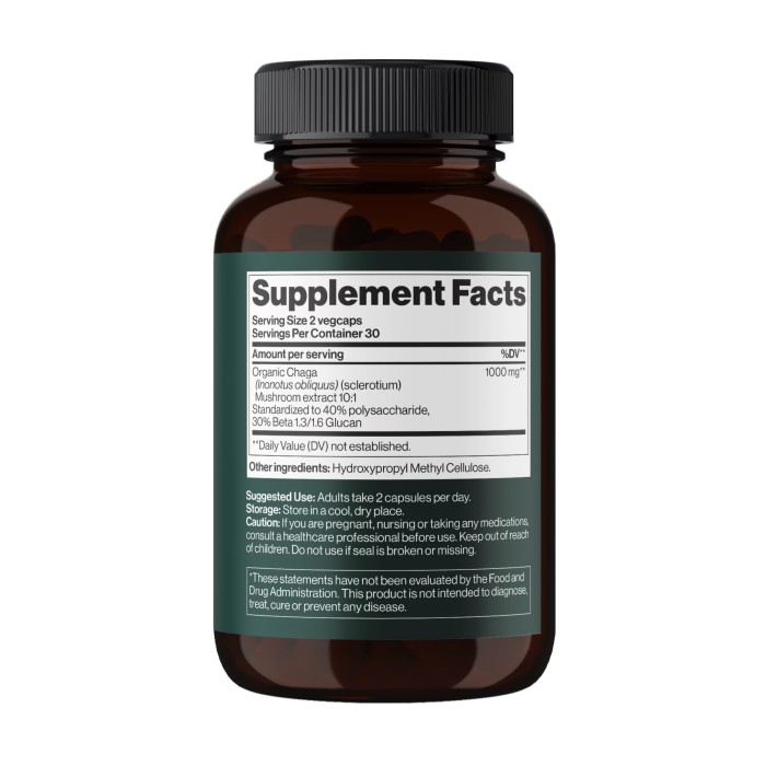 Гриб Чага 1000 мг - 60 растительных капсул