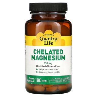 Витамины и минералы Country Life Chelated Magnesium 250 mg, 180 таблеток
