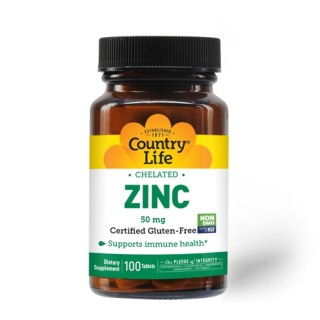 Вітаміни та мінерали Country Life Zinc Chelated 50 mg, 100 таблеток