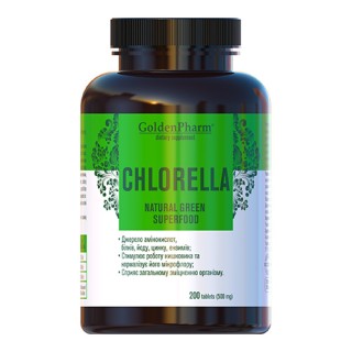 Натуральна добавка Golden Pharm Chlorella, 200 таблеток