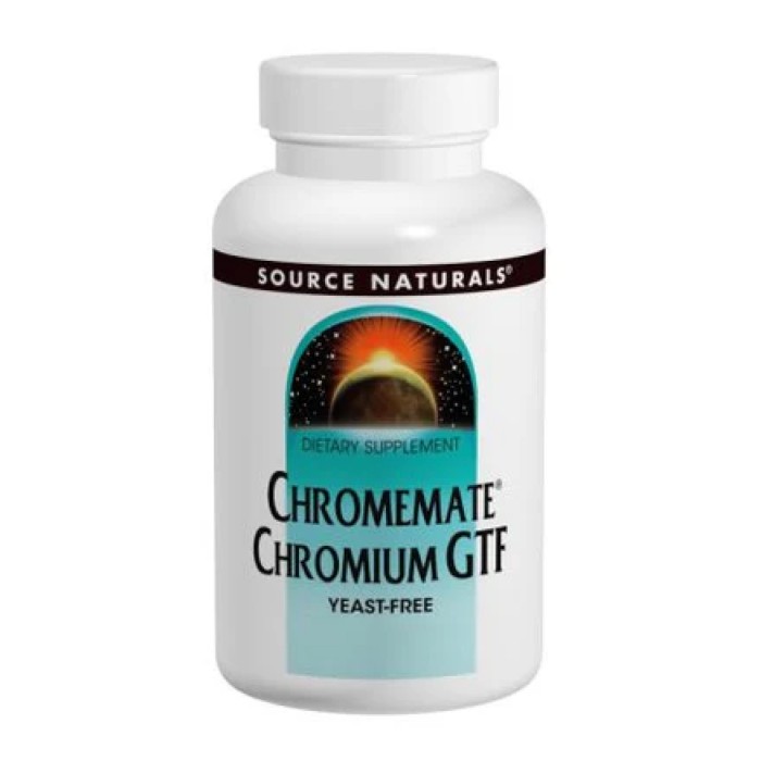 ChromeMate® Chromium GTF 200mcg Yeast Free - 120 tabs (Пошкоджена етикетка)
