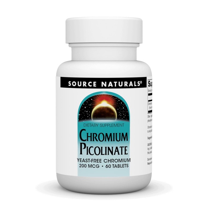 Chromium Picolinate 200 mcg Yeast Free - 60 tabs (Пошкоджена етикетка)