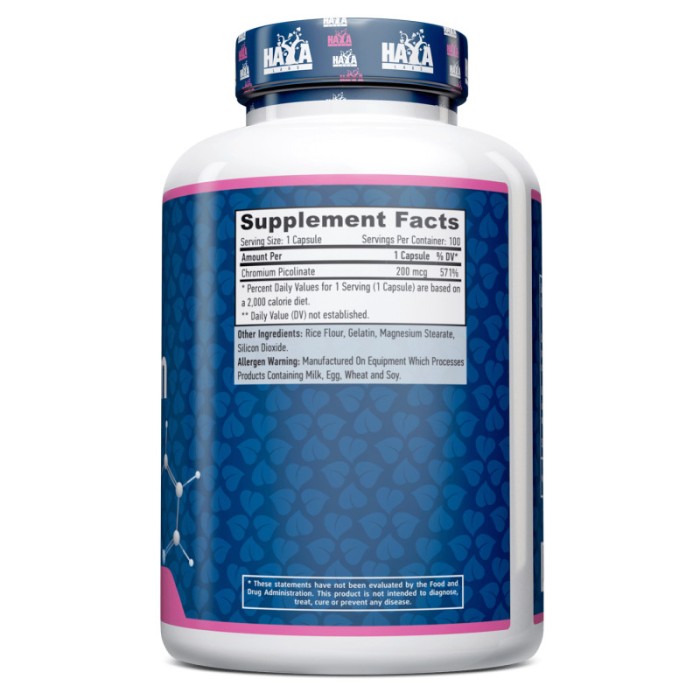 Вітаміни та мінерали Haya Labs Chromium Picolinate 200 mg, 100 капсул