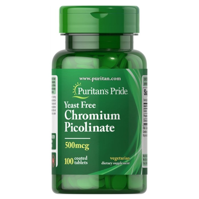 Вітаміни та мінерали Puritan's Pride Chromium Picolinate 500 mcg Yeast Free, 100 таблеток