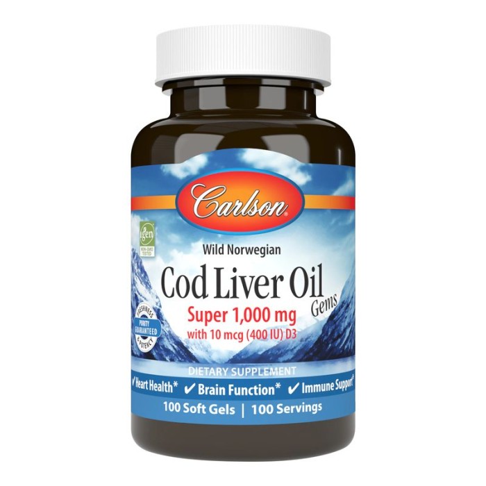 Жирні кислоти Carlson Labs Cod Liver Oil Gems Super 1000 mg, 100 капсул