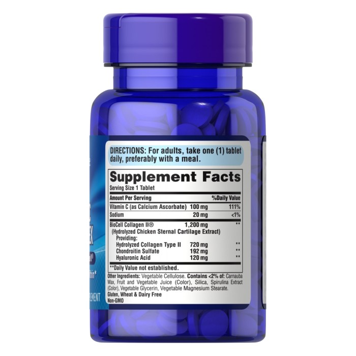 Препарат для суглобів і зв'язок Puritan's Pride Collagen Hyaluronic Acid Complex, 30 таблеток