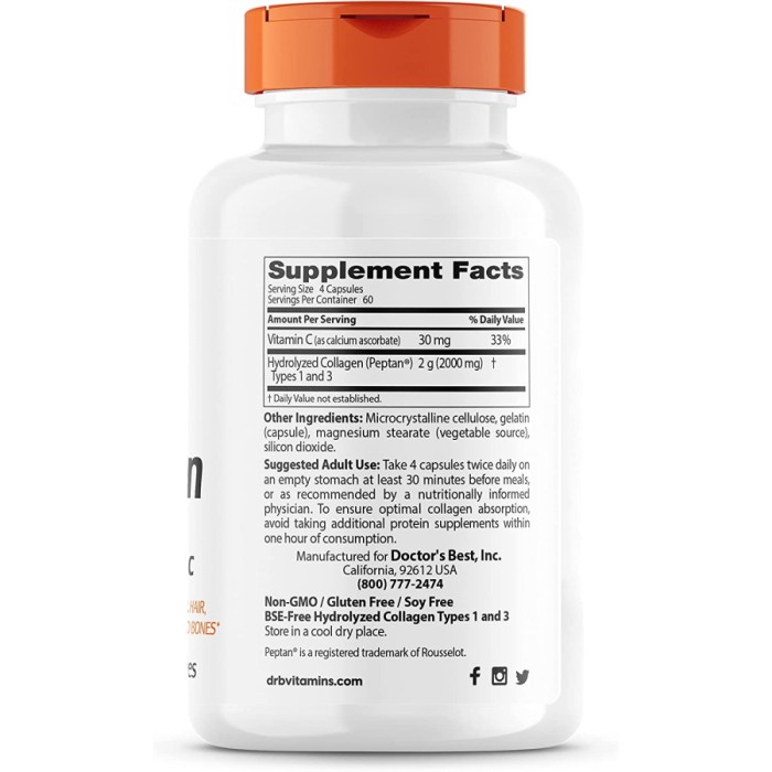 Препарат для суглобів і зв'язок Doctor's Best Collagen Types 1&3 500 mg, 240 капсул