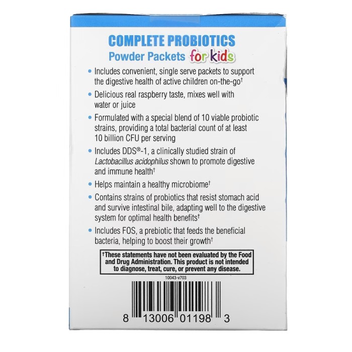 Пробіотики і пребіотики Dr. Mercola Complete Probiotics for Kids, 30 пакетиків Малина