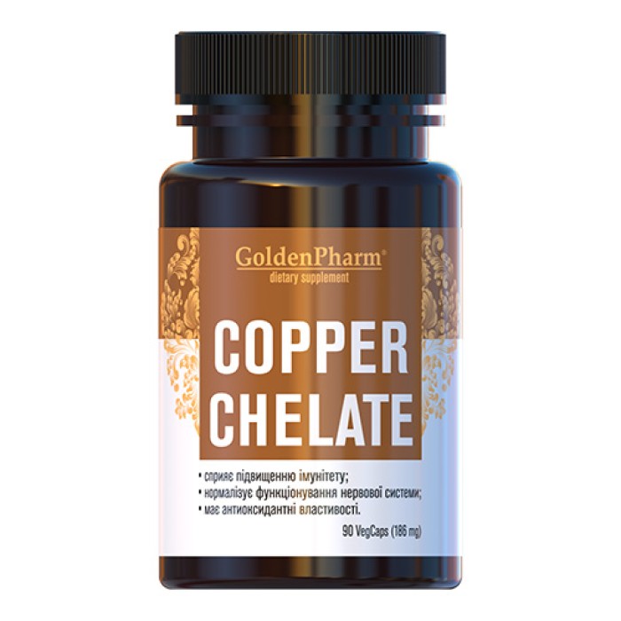 Вітаміни та мінерали Golden Pharm Copper Chelate, 90 вегакапсул