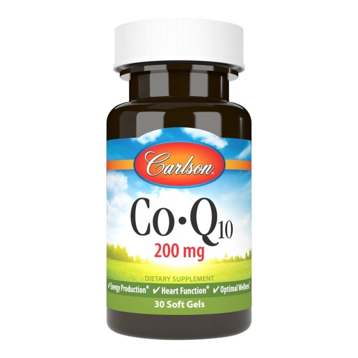 Натуральна добавка Carlson Labs CoQ10 200 mg, 30 капсул