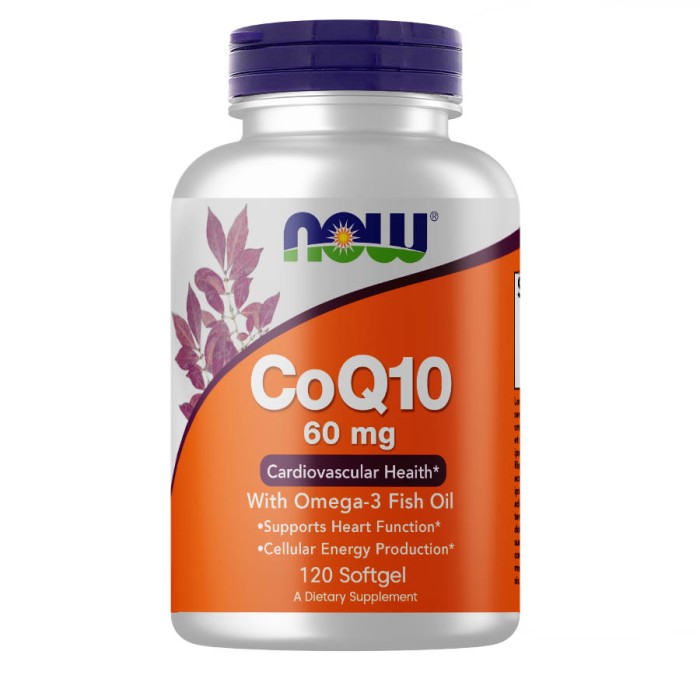 Натуральна добавка NOW CoQ-10 60 mg with Omega-3 Fish Oil, 120 капсул