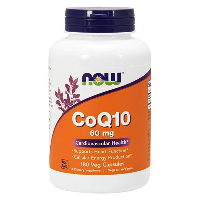 Естественная добавка NOW CoQ-10 60 mg, 180 вегакапсул.