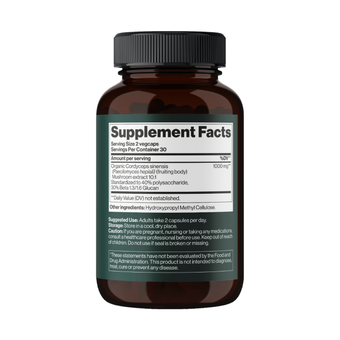 Cordyceps Mushroom 1000 mg - 60 vegcaps (Пошкоджена кришка)