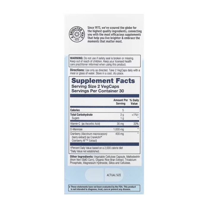 CranActin D-Mannose 1000 мг - 60 растительных капсул