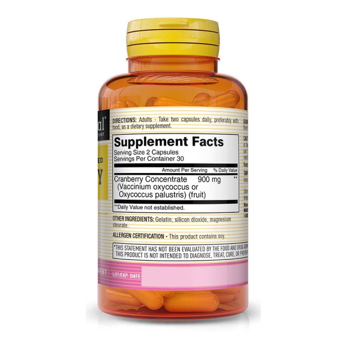 Натуральная добавка Mason Natural Highly Concentrated Cranberry, 60 капсул