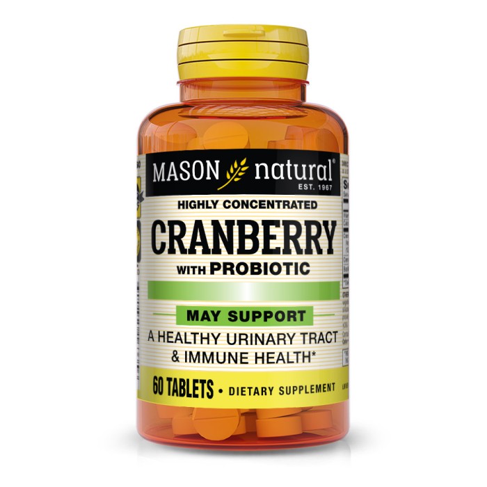 Натуральна добавка Mason Natural Highly Concentrated Cranberry with Probiotic, 60 таблеток