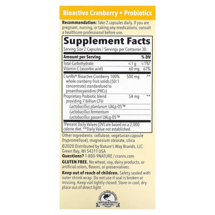 Натуральна добавка Nature's Way CranRx Women's Care with Probiotics, 60 капсул