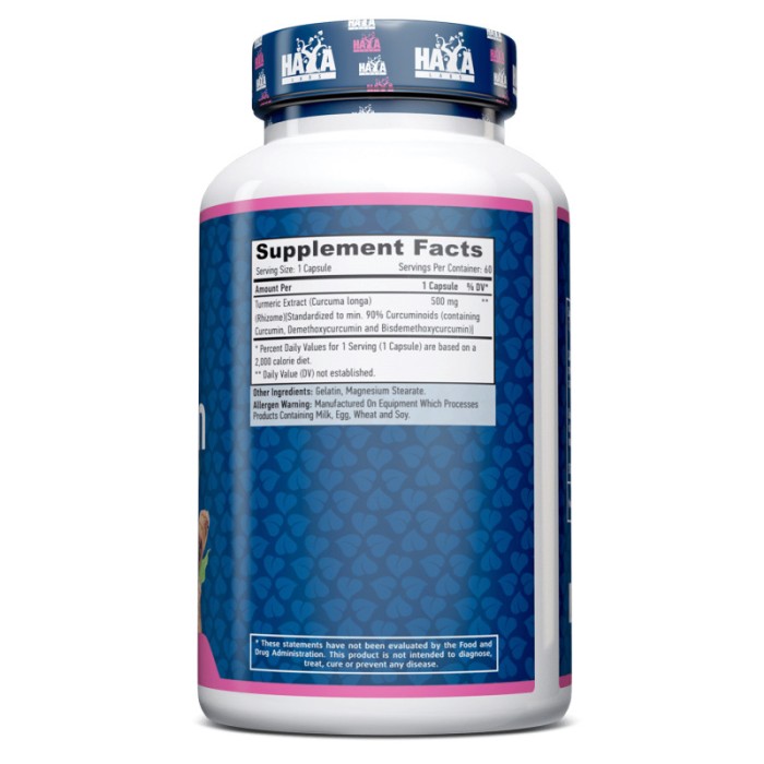 Натуральная добавка Haya Labs Curcumin 500 mg, 60 капсул