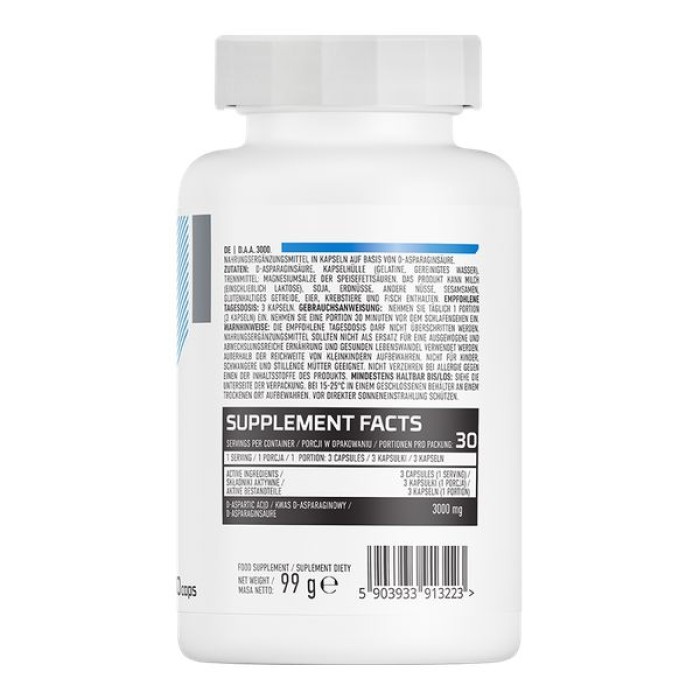 Стимулятор тестостерона OstroVit DAA 3000, 90 капсул