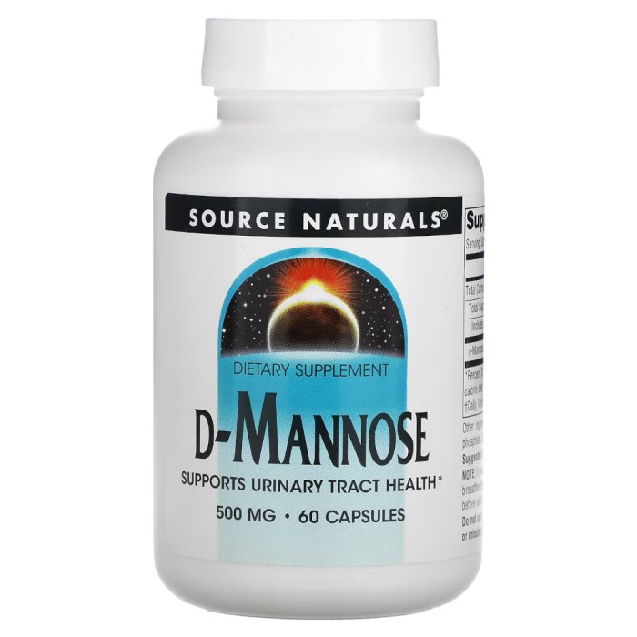 Натуральна добавка Source Naturals D-Mannose 500 mg, 60 капсул