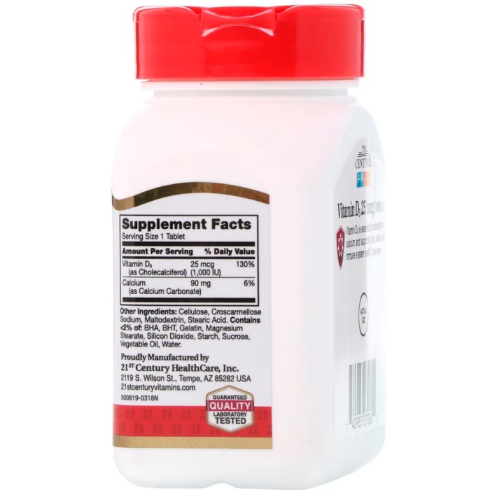 Витамины и минералы 21st Century Vitamin D3 25 mcg, 110 таблеток