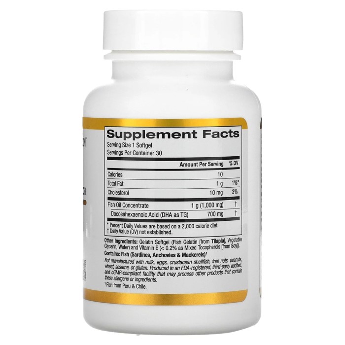 Жирні кислоти California Gold Nutrition DHA 700, 30 капсул