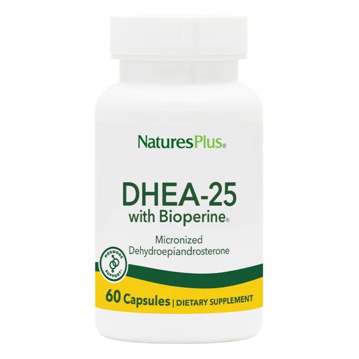 Стимулятор тестостерона Natures Plus DHEA-25 with BioPerine, 60 капсул