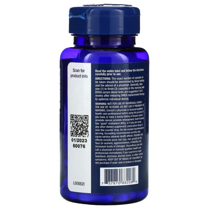 Стимулятор тестостерону Life Extension DHEA 50 mg, 60 вегакапсул