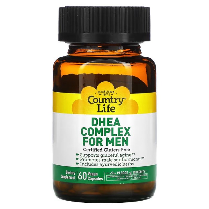 Стимулятор тестостерона Country Life DHEA Complex for Men, 60 вегакапсул