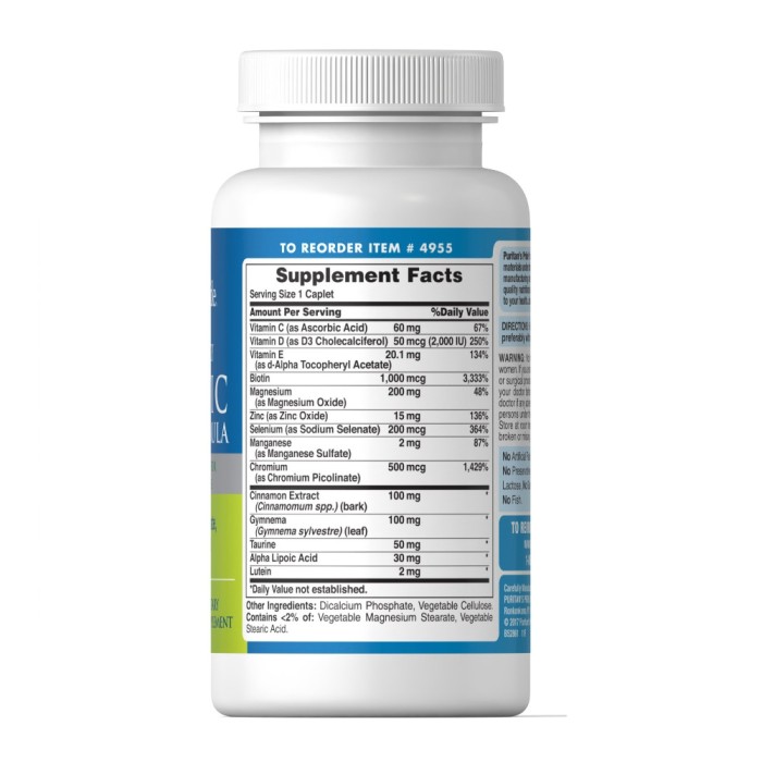 Витамины и минералы Puritan's Pride Diabetic Support Formula, 60 каплет