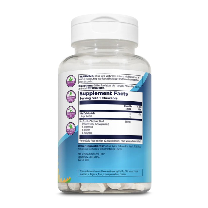 Пробиотик Dino-Dophilus™ для детей - 60 жевательных таблеток, черная вишня