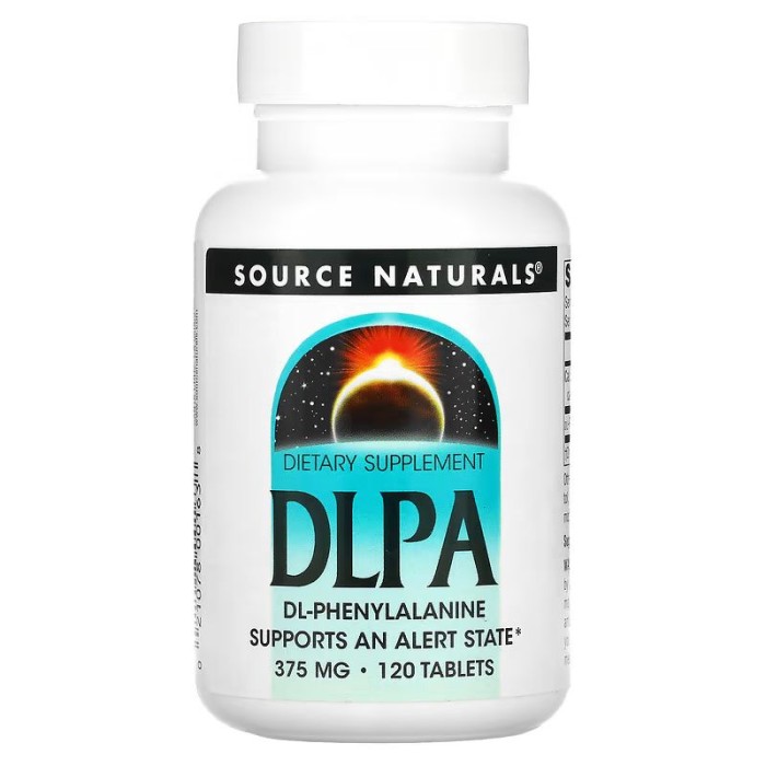 Амінокислота Source Naturals DLPA 375 mg, 120 таблеток