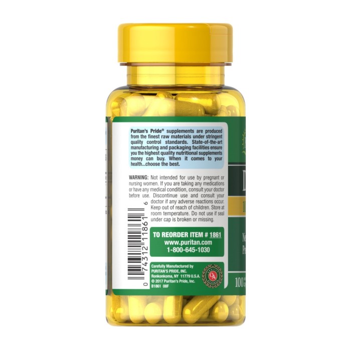 Натуральная добавка Puritan's Pride DMAE 100 mg, 100 капсул