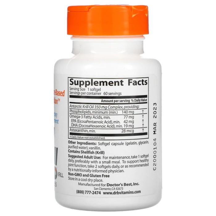 Жирні кислоти Doctor's Best Real Krill 350 mg, 60 капсул