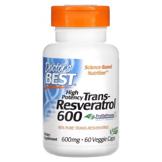 Натуральна добавка Doctor's Best Trans-Resveratrol 600 mg, 60 вегакапсул