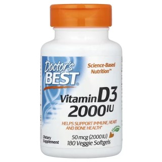 Вітаміни та мінерали Doctor's Best Vitamin D3 2000 IU, 180 вегакапсул