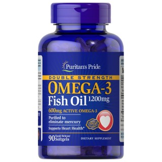 Жирные кислоты Puritan's Pride Double Strength Omega-3 Fish Oil 1200 mg, 90 капсул